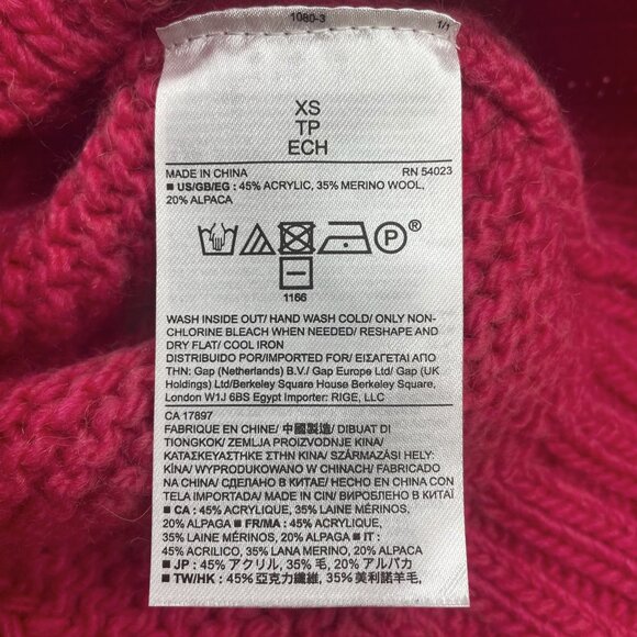 Banana Republic Turtleneck Mixed Stitch Strawberry Pink Wool Alpaca Sz XS - NWOT - Picture 6 of 7